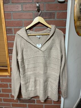 Sonoma Taupe Knit Cowl Hood Sweater